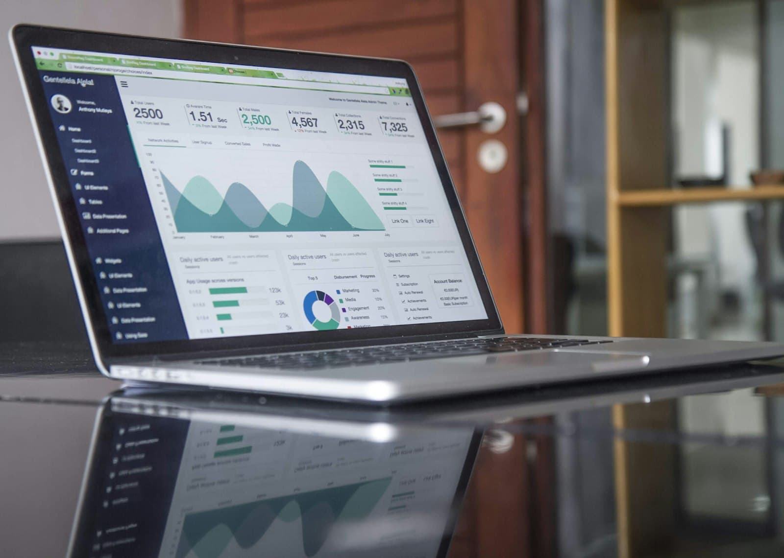 Business growth chart on laptop